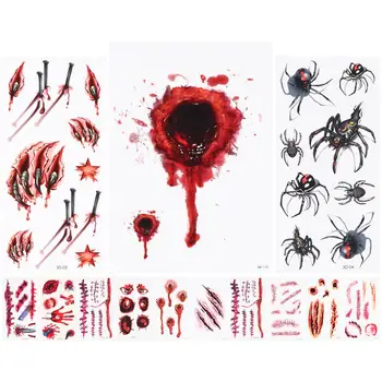 

26 Sheets Halloween Fake Bloody Temporary Tattoos Tattoos Stickers