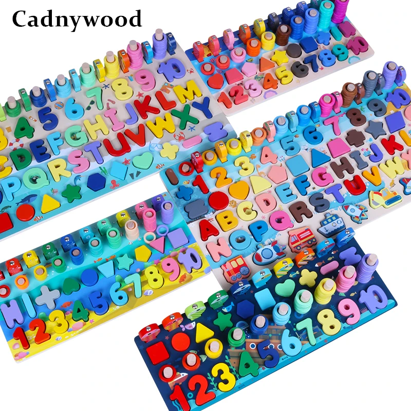 Wooden Toys Cognition Counting-Board Early-Educational-Toys Geometric-Shape Multifunction
