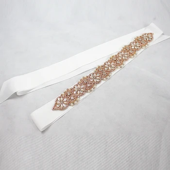 

Jonnafe Handmade Rose Gold Rhinestone Wedding Belt Sash Pearls Women Dress Waistband Bridal Dress Belt Accessories