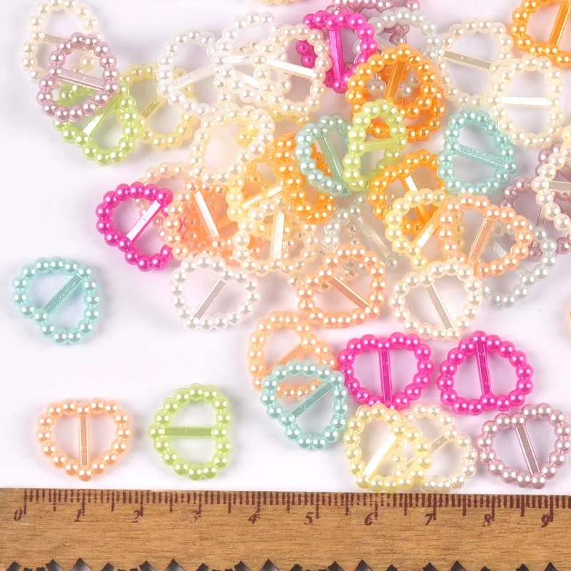 100Pcs 하트/타원형 비즈 플라스틱 버클 바느질 액세서리 머리용 버클 DIY 쥬얼리 웨딩 카드 리본 장식 c2474