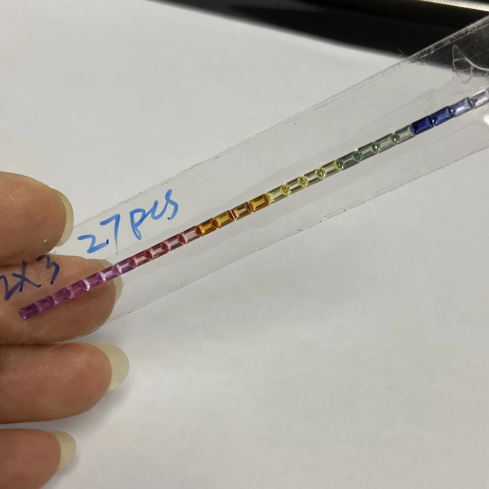 Meisidian 5A Quality 2x3mm Lab Gems Baguette Rainbow Sapphire Gemstnoe Fro Ring Making