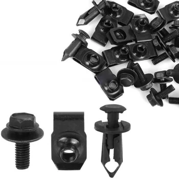 

28x 1 Kit Engine Splash Shield Body Bolts Extruded U-Nuts Plastic Push Clips Fender Bumper Clip For Nissan 350z 370z Infiniti