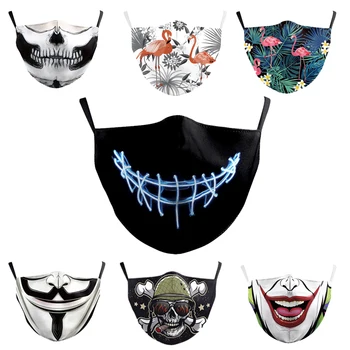 

Hombres Adult Big Mouth Print Face Fabric Masks Mouth Cover Reusable Protection Dust Washable Masks Proof Bacteria Mask Unisex