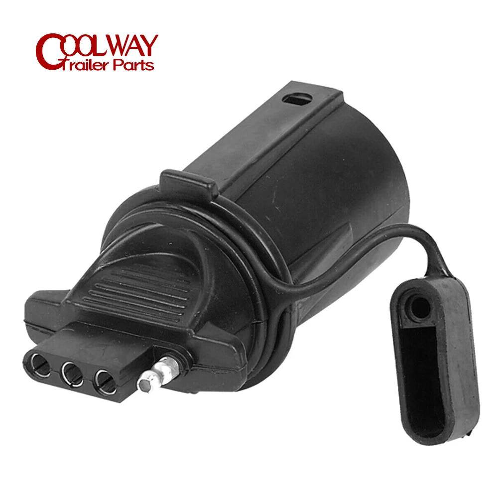 7 Way Round Blade Tow Vehicle End To 4 Pin Flat Trailer End Connector 12V Waterproof Adapters Parts
