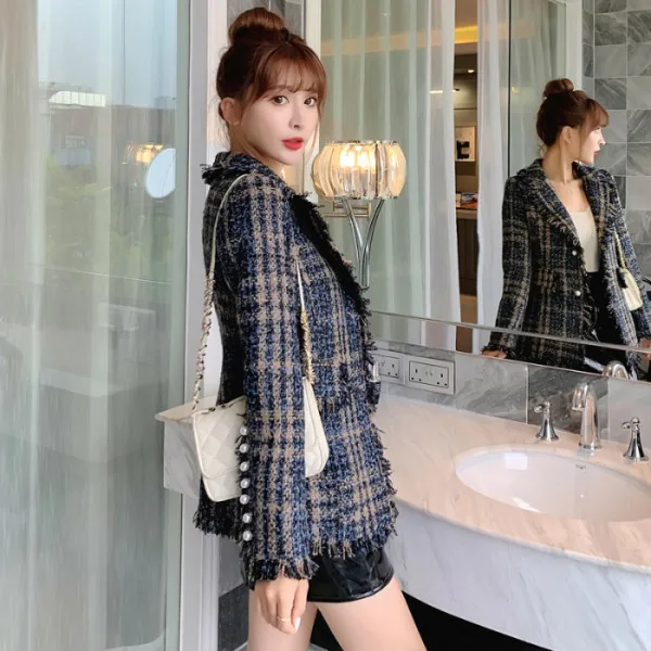 High quality luxury Design Runway Tassel Tweed Coat Women Autumn And Winter Jacket Elegant Outerwear Womens Coats And Jackets