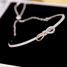 SWOUR Новая мода ювелирные изделия кубический цирконий горный хрусталь бант регулируемый браслет для женщин высокое качество S588