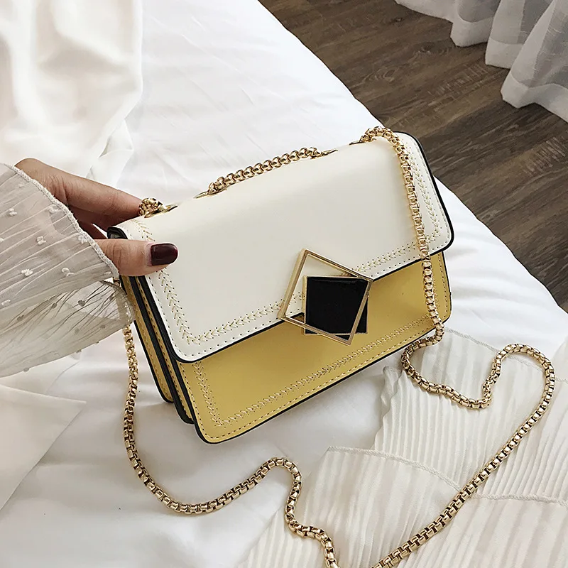 

WOMEN'S Bag Bag 2019 New Style One-Shoulder Diagonal Bag Popular Brand Contrast Color Bag with Chain Summer Women's suo kou bao