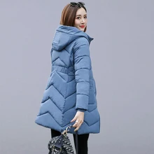 Зимние женские повседневные Длинные куртки теплые пальто новые модные корейские с капюшоном тонкие толстые хлопковые парки Женская верхняя одежда пальто P147