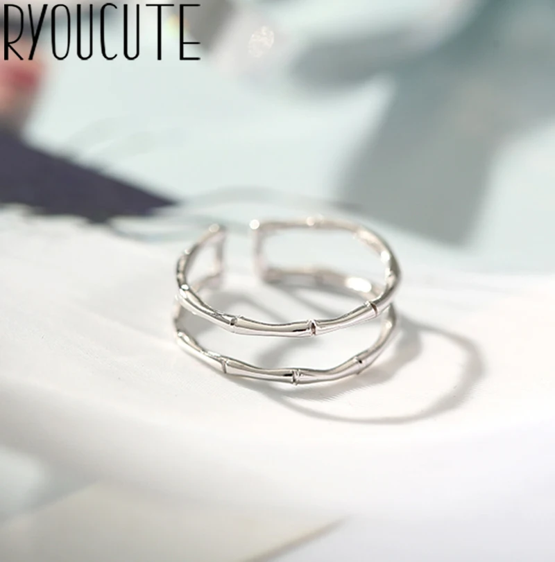 

Bohemian Vintage 925 Sterling Silver Bamboo Rings for Women Female Engagement Rings Vintage Boho Jewelry Christmas Gifts