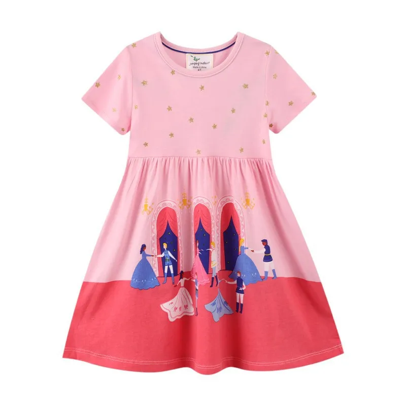 Jumping Meters New Arrival 2022 Children's Girls Dresses Short Sleeve Summer Baby Party Clothes Cartoon Print Toddler Dresses dresses bloomingdales