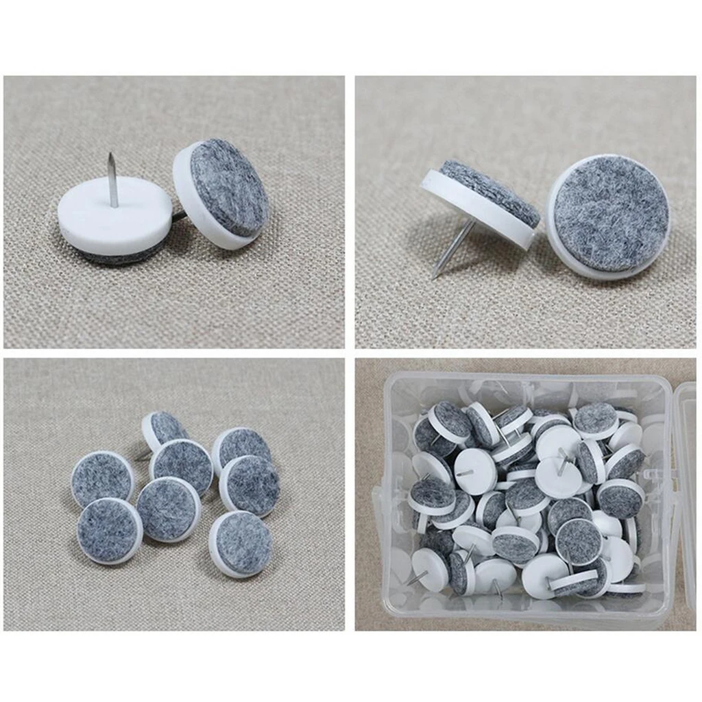 50pcs Furniture Glides Nail on Felt Pads Floor Protector Wood Table Chair Chair Leg Feet Glides