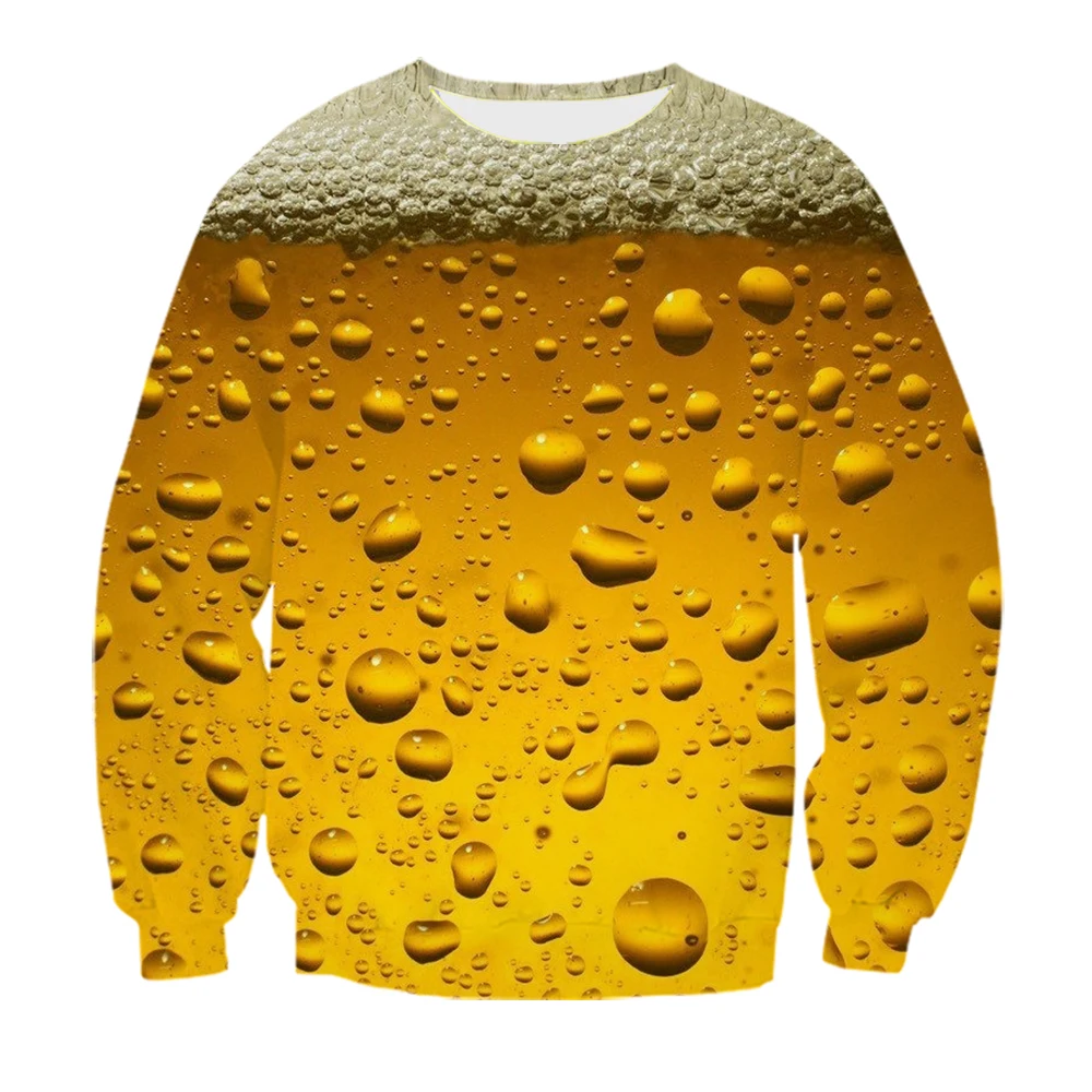 

New 3D Printing Beer Fashion Men Women Tracksuits Crewneck Hip Hop Sweater Plus Size S-7XL Harajuku