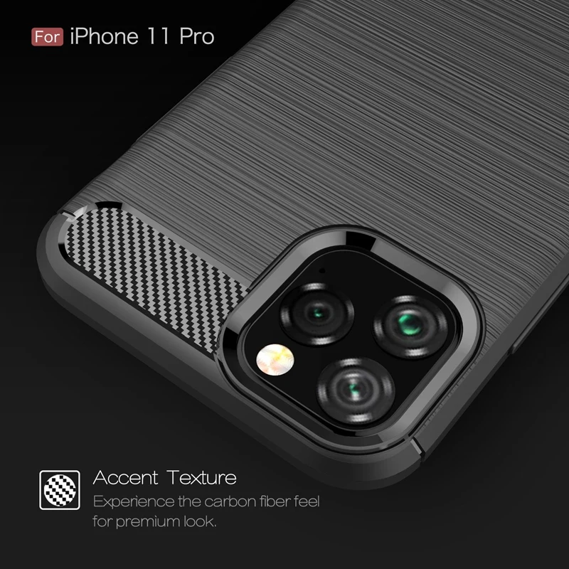Для 11 Pro Max чехол из углеродного волокна роскошный противоударный ультра-тонкий мягкий чехол из ТПУ-6,1 дюйма
