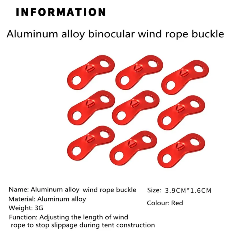 

10Pcs Outdoor Camping Aluminum Alloy Cord Runners Rope Tensioners Tent Guy Line Rope Tensioners