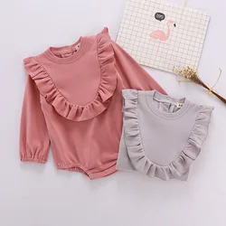 Barboteuse à manches longues pour bébé, combinaison en dentelle pour nouveau né, vêtements chauds tricotés pour enfants, automne et hiver 
