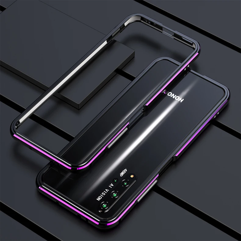 black and purple Для huawei Nova 5t чехол роскошный глянцевый алюминиевый бампер чехол для huawei Nova 5t чехол fundas Honor 20 чехол с металлической рамкой - Цвет: black and purple