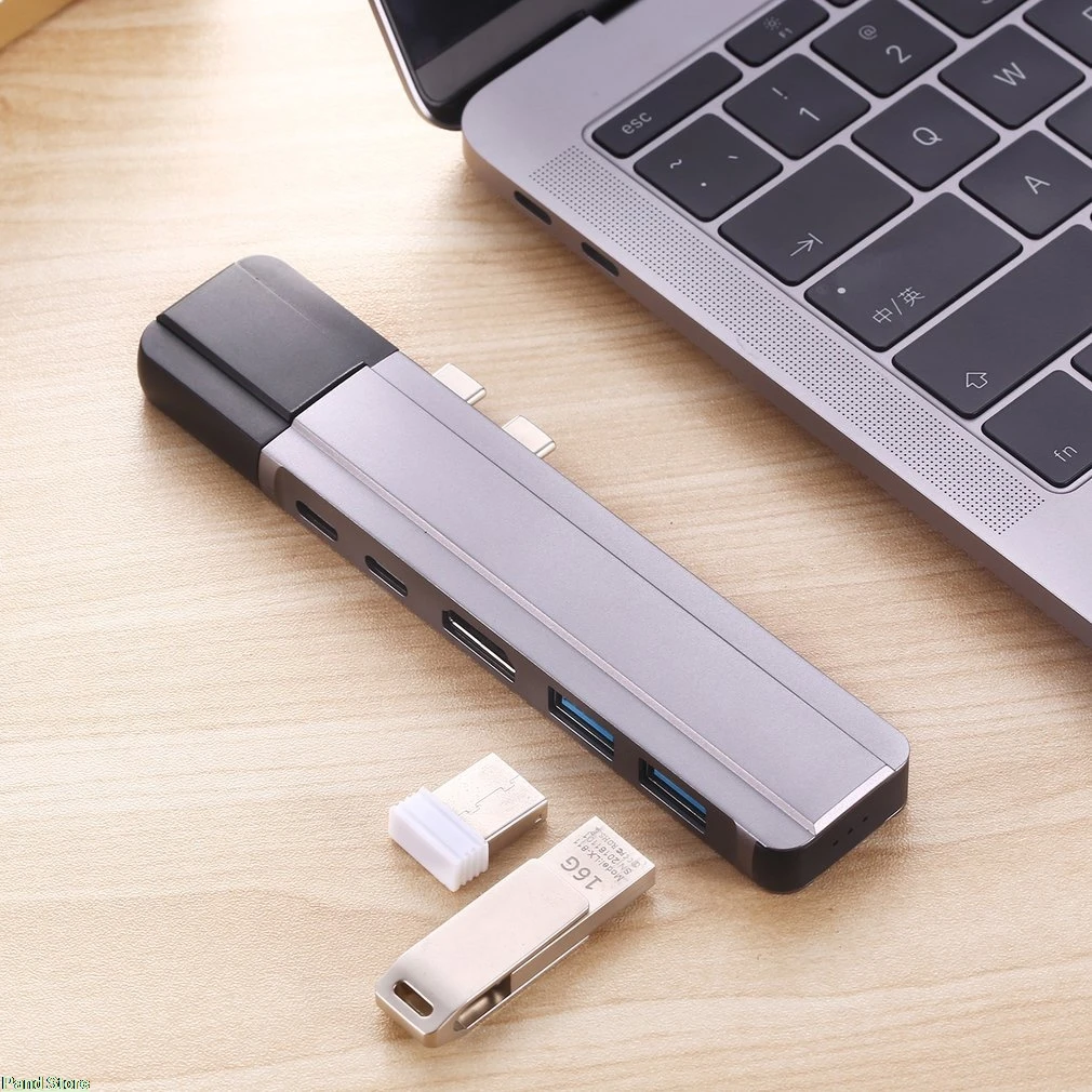 Двухтип-c 6 в 1 HDMI RJ45 NIC Macbook PRO AIR док-станция Многофункциональный двойной тип-c концентратор