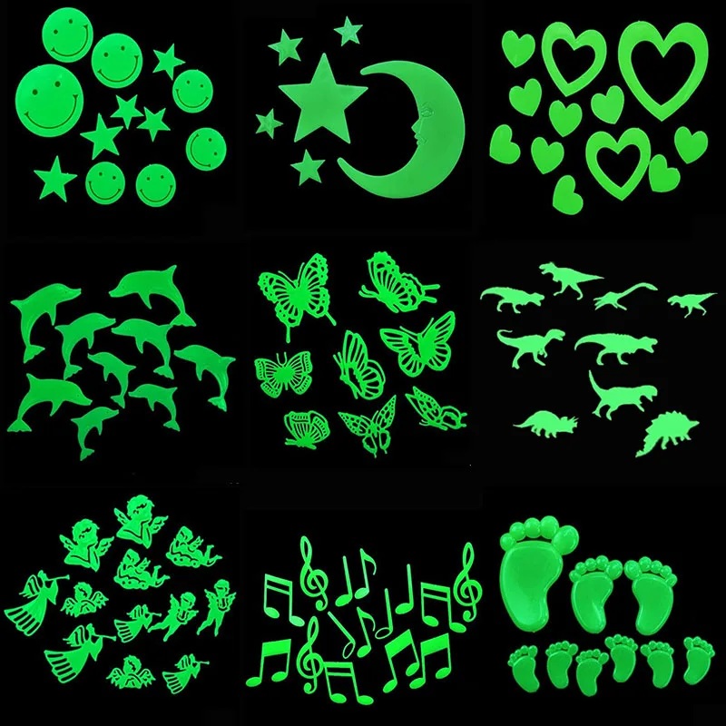 

3D Luminous Wall Stickers Glow In The Dark Dinosaur Dolphin Heart Star Moon Wall Sticker Decals For Kids Room Nursery Home Decor
