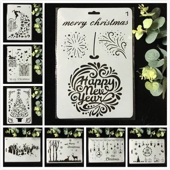 

8Pcs/Pack 26cm Christmas Deer DIY Layering Stencils Wall Painting Scrapbook Coloring Embossing Album Decorative Template