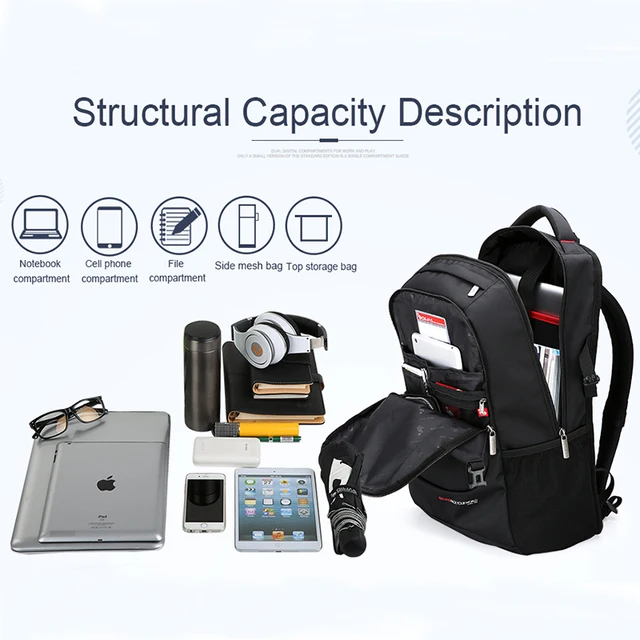 Oiwas Travel Multifunction Backpack Fashion Zipper Open Bag Men's Backpack Laptop High Quality Male Women Business Classic Bags 6