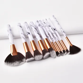 

10PCS wool marble professional Makeup Brush Set kwasten Beauty Blush Foundation Contour Powder Cosmetics eye lips make up