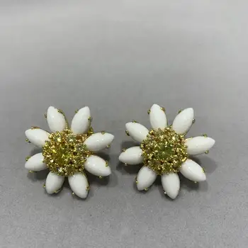 

cute romantic flower stud earring fashion women jewelry free shipping copper with cubic zircon