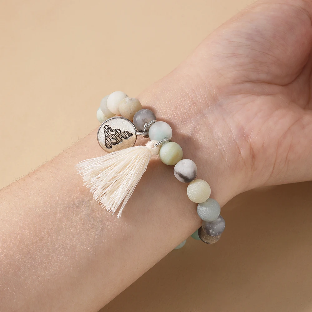 OAIITE 8mm Frosted Amazonite Mala Necklace for Women 108 Beads Knotted Necklace Yoga Rosary Stone Bracelet Japamala Jewelry Set