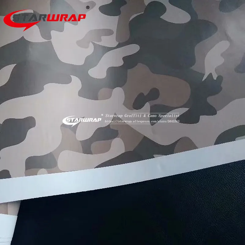 Starwrap Коричневые Серые камуфляжные виниловые обертки для укладки с воздушными пузырьками, бесплатные камуфляжные пленки