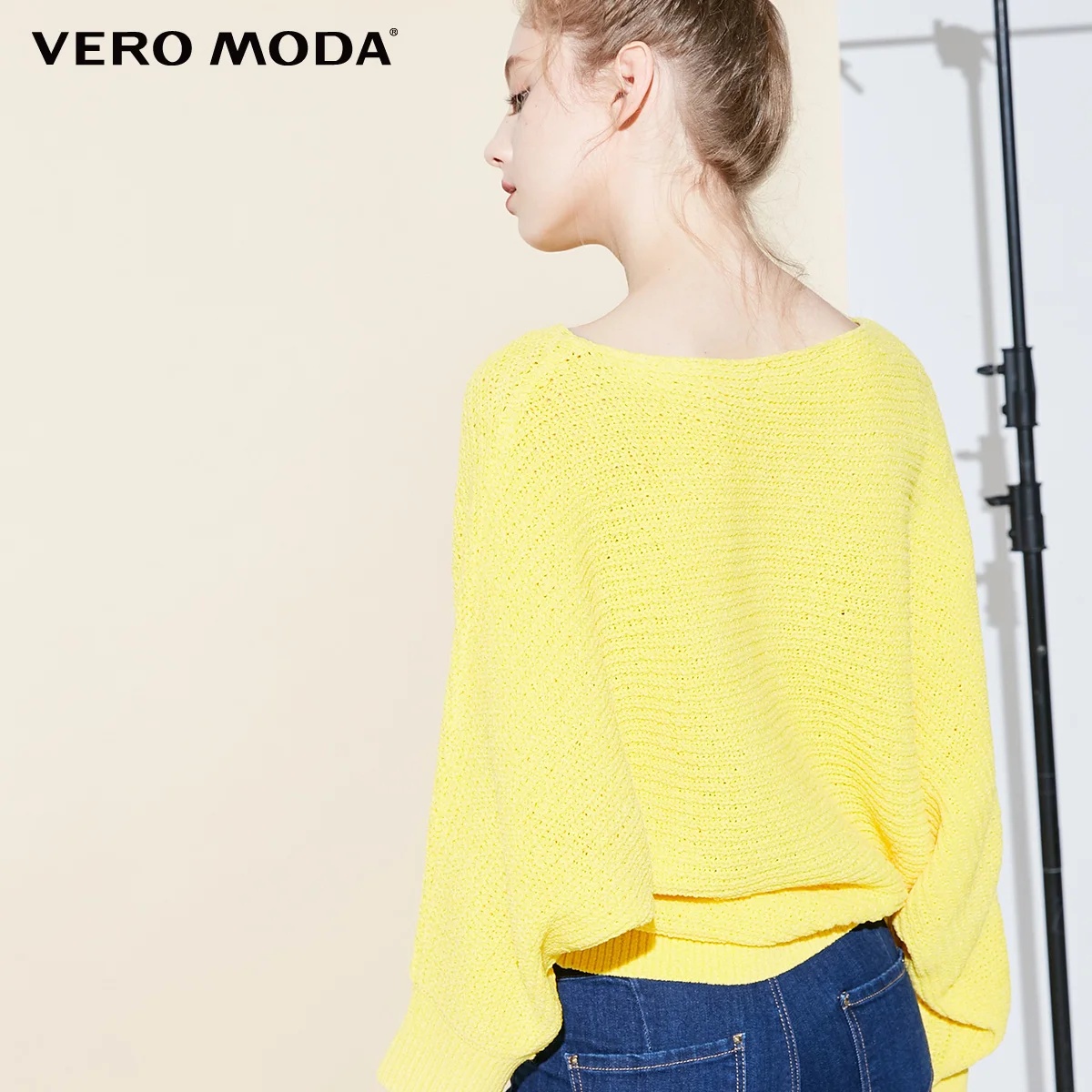 Vero Moda стиль Ins женские с открытыми плечами круглый вырез Чистый свободный крой вязать | 318413553