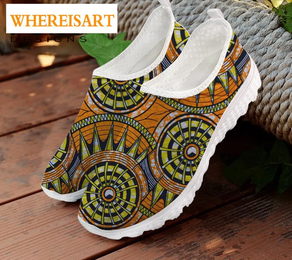 

WHEREISART African Print Shoes 2019 Women's/Men's Canvas Shoes Flat Shoes Animal Sandals Print Sneakers Breathable Boat Shoes