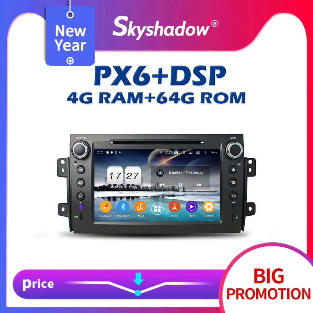 720P PX6 автомобильный DVD плеер DSP TDA7851 Android 10 4 Гб + 64 GPS Радио RDS Wi-Fi Bluetooth 5 0 для SUZUKI SX4 2006