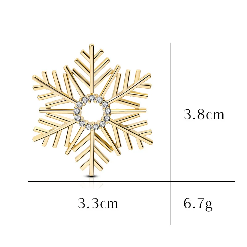 Blucome Luxury CZ Cubic Zirconia Snowflake Brooch Winter Holiday Christmas Statement Snowflake Brooch Pin for Women