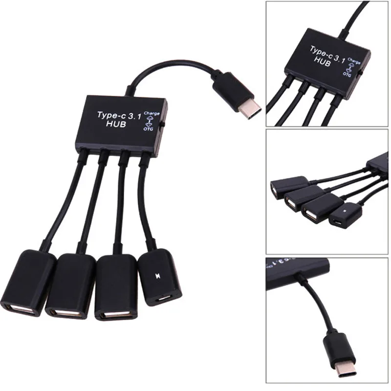 Горячая 4 порта Micro USB мощность OTG удлинитель концентратор кабель черный OTG концентратор кабель для Android планшет смартфон U диск мышь аксессуары