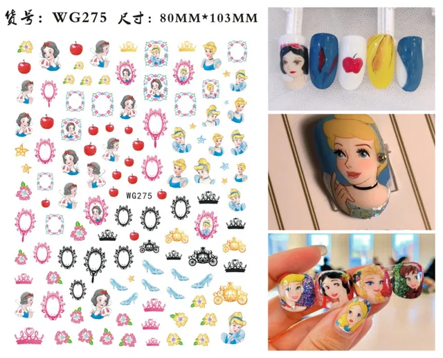 WG266-296 Summer Princess Ultra-thin Adhesive Nail Stickers Children's Girls Christmas Gifts 2021 New 3D Fashion Manicure Decals WG 275