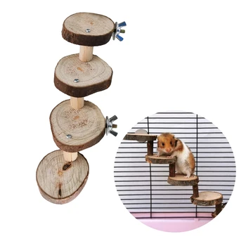 

Wooden Parrot Hamster Climbing Ladder Stairs Birds Exercise Perches Stand Platform Teeth Care Molar Toys Cage