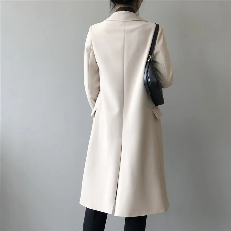 Autumn Women Woolen Coat 2020 Turn Down Collar Double Breasted Long Wool Coat Camel Women Warm Coat Casaco Feminino (9)