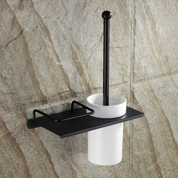 

European style copper multi-function bathroom antique toilet brush holder set black bronze LO81127