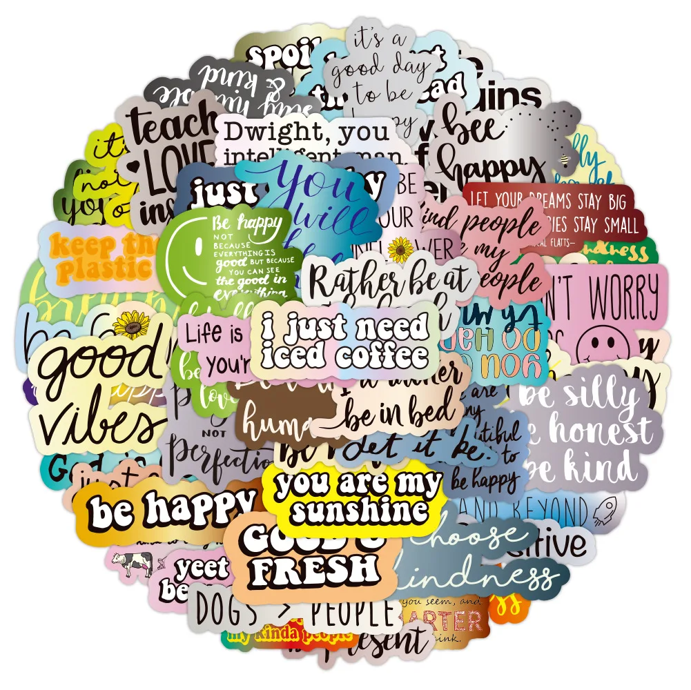 

50/100Pcs Motivational Phrases Sticker Inspirational Life Quotes Sticker DIY Stationery Laptop Phone Study Room Graffiti Decals