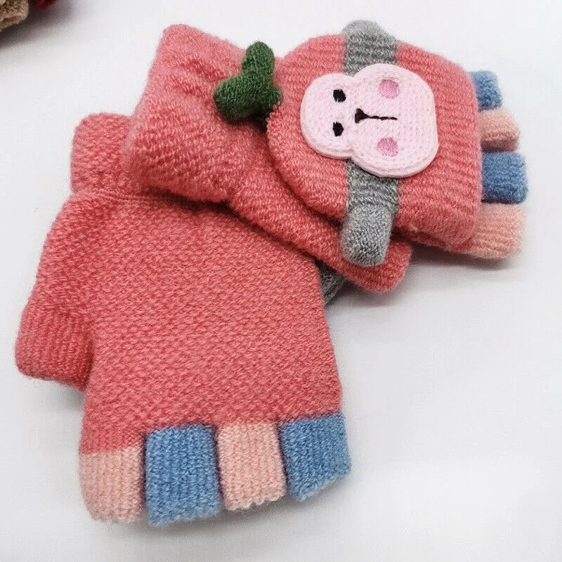 Winter Warm Kids Knitting Gloves Fitness Cute Monkey Cartoon Children Baby Infant Cotton Mittens Lovely Gifts New Accessories