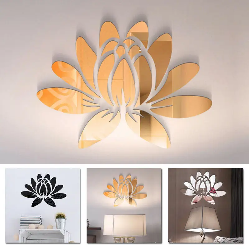 3D Mirror Flower Art Acrylic Mural Decal Removable Wall Sticker DIY Home Living Room Bedroom Decorations | Дом и сад