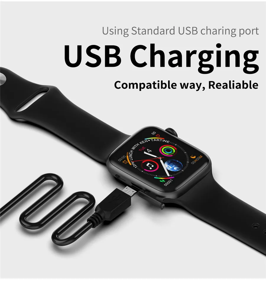 Умные часы W34 Watch4 с Bluetooth и функцией вызова, зарядка через usb, мониторинг сердечного ритма, управление музыкой, монитор сна, умные часы для Android IOS