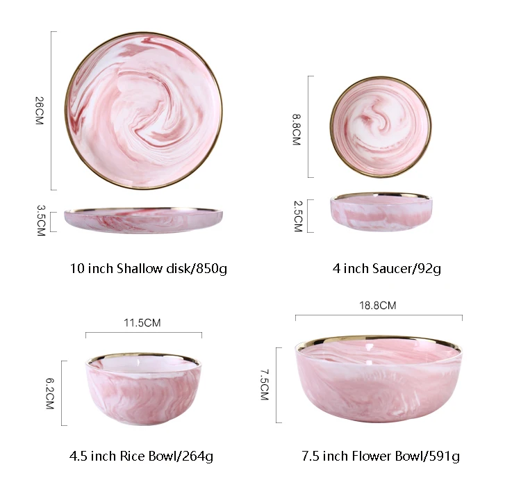 Розовая посуда Marbe обеденные тарелки фруктовый салат ГЛУБОКАЯ ТАРЕЛКА посуда Свадебные украшения кухонные аксессуары