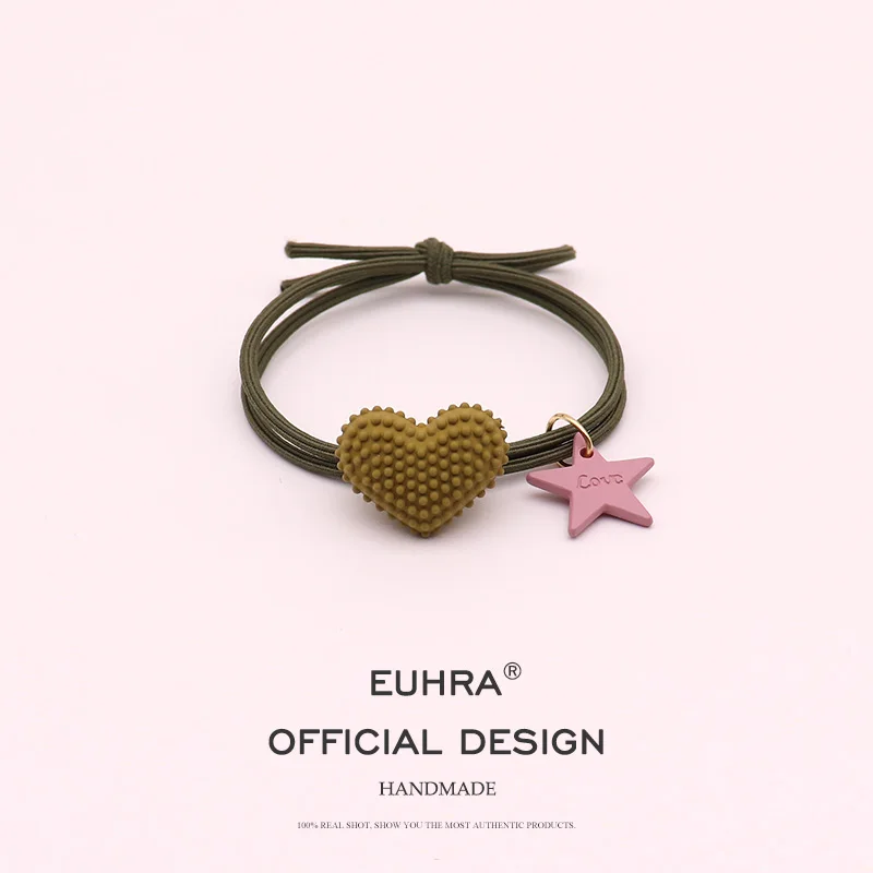 EUHRA, 5 цветов, ободок для волос с сердечками, сердечками и звездочками, эластичная повязка для волос для женщин и девочек, детские аксессуары для волос, резинка - Цвет: Color B