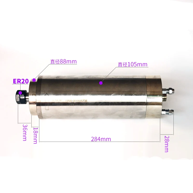 3.5KW пресс-форма гравировальный станок с водяным охлаждением мотор шпинделя, 105 Диаметр 6 класс 8000 об/мин 380 В 7.5A 400 Гц патрон ER20