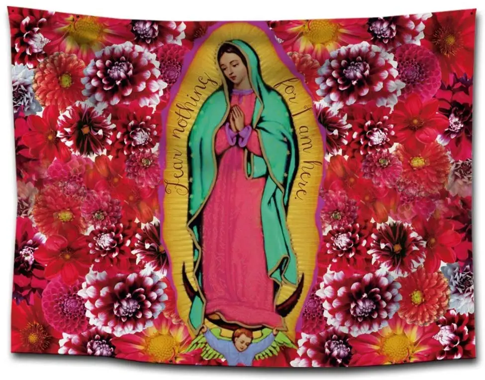 Virgin Mary цветочный фоновый гобелен настенный