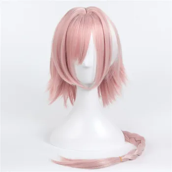 

VICWIG Cosplay Wig Pink Synthetic Wig with Long Braids Heat-resistant Rose Net