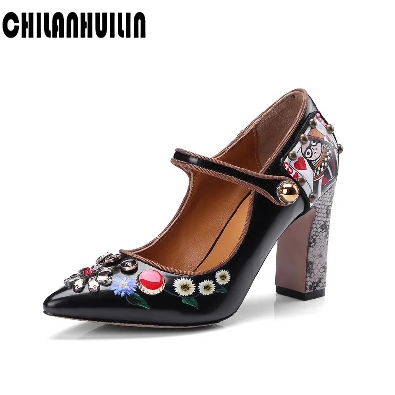

new brand Mary Janes women dress shoes pumps fashion print buckle sexy pointed toe party wedding shoes patent leather nude pumps