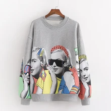 Женские толстовки с круглым вырезом, модная Женская толстовка с принтом с героями мультфильмов, женские элегантные толстовки с длинными рукавами, женские толстовки