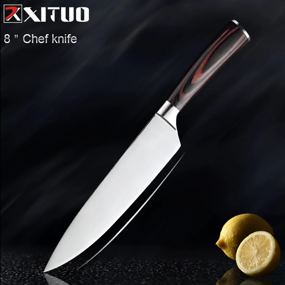 XITUO Kitchen knife Chef Knives 8 inch Japanese High Carbon Stainless Steel Cleaver Vegetable Santoku Knife Utility Slicing Tool|Kitchen Knives|   - AliExpress