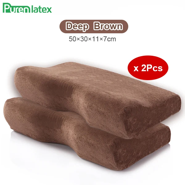 DeepBrown2Pcs Purenlatex взрослых ортопедические пены памяти средства ухода за кожей Шеи шесть магнитная подушка терапевтическая эргономичный шейного позвонка Массаж Шеи, облегчает боль в контур подушка - Цвет: DeepBrown2Pcs